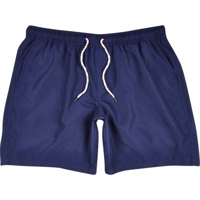 Navy mid length swim shorts